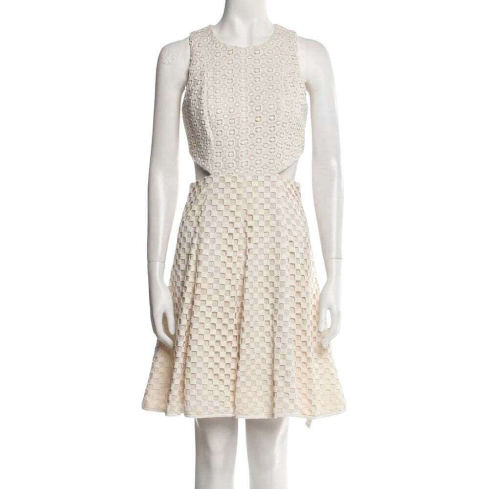 Tibi Ivory Lace Cutout Waist Fit-and-Flare Dress XXS